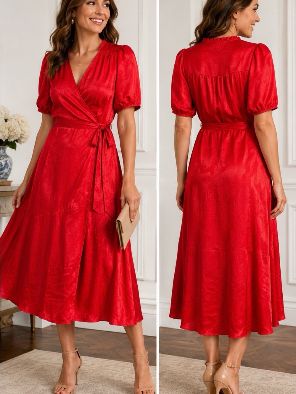 Draper James Red Wrap Midi Dress Size XXL  NWT